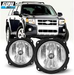 CPW Replacement for [2007 08 09 10 11 12 Ford Escape] Clear Lens Bumper Driving Fog Lights Pair + Wiring + Switch Kit