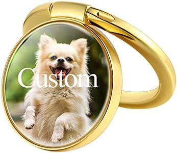 Ring Holder for Cell Phone Gold Metal Custom Photo Finger Grip Bracket Kickstand Strong Adhesive Paste on Any Phone Cases Compatible with Most Smart Phone Tablet