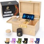 Upgraded Premium Large Bamboo Box - Locking Storage Decorative Box with Combination Lock - Wood Lock Box with lid - Wooden Locking Storage Box with Removable Tray and Jars