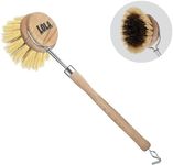 Lola Products The Original Pot & Pan Brush, Heavy Duty Brass Wire and Tampico Bristles, Made from Birch Wood, Long Lasting, Reusable & Washable