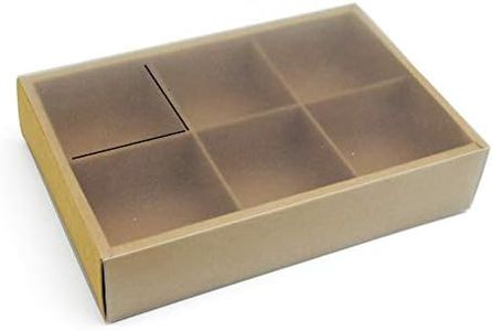 BBC 6 Cavity Craft Paper Moon Cake Box with Clear Lid and Dividers Bakery Gift Packaging 10 Counts (6 Cavity)