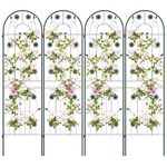 COSTWAY 2/4 Pack Garden Trellis, 180/220 x 50cm Galvanized Steel Trellis for Climbing Plants Rose Vines Cucumber Tomato, Rustproof Decorative Garden Fence Barrier Border (180 x 50cm, 4 Pack, Green)