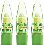 BioRLX 99% Aloe Vera Lip Balm with Color, Moisturizing Lip Plumper Temperature Color Change Lipstick Long Lasting Nutritious Aloe Vera (Three Bottles Lip Balm, Tinted)