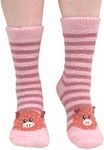 Super Soft Warm Cute Animal Non-Slip Fuzzy Fluffy Crew Winter Home Socks, 1 Pair, 01 Stripe Pig, X-Large