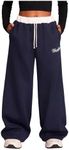 Floerns Girls Casual Drawstring High Waist Seam Sweatpants with Pocket Blue and White 11Y