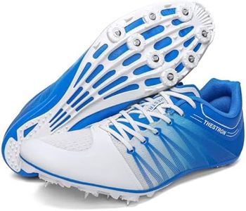 Zakey Track and Field Shoes Men Women Kids Spikes Sneakers Track Race Jumping Sneakers Girls Professional Running Nail Spikes Shoes Boys … Whiteblue