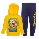 SpongeBob SquarePants Little Boys Fleece Pullover Hoodie and Jogger Pants Outfit Set Yellow 7-8