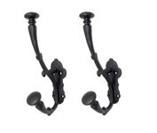 Growfynd Metal Craft Customs Helmet Hanger Powder Coated with Additional Hooks for Keys and Jacket Vertical Wall Mount Helmet Hook Black (Pack of 2)