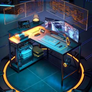 Bestier L-Shaped Gaming Desk with RGB Lighting – Corner Computer Table