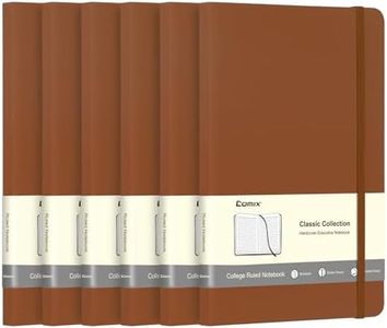 Comix 6 Pack Lined Journal Notebooks for Work, 240 Pages, 5.5"x8.3", Brown, Hardcover, A5 Medium College Ruled, Journaling Notebooks for Notes-taking, Fits for Office School Home