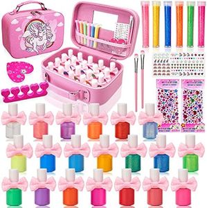 Chennyfun Set di Smalti per Unghie, 20 Colori Peel-off Atossico e Innocuo All'acqua, con Adesivi, Brillantini e Diamanti