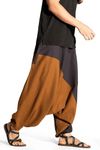 The Veshti Company Stylish Harem Pants For Men's Cotton Hippie Style Baggy Oversized Yoga Pajama Pant, Black-Mustard, Free Size | Fit Type: Relaxed Fit