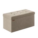 SONGMICS Storage Ottoman Bench, Foldable Ottoman Foot Rest, 15 x 30 x 15 Inches, End of Bed Bench, Storage Chest, Load up to 660 lb, for Living Room, Bedroom, Entryway, Camel Brown ULSF247K03