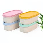 Eha Earth Friendly Storage Containers For Kitchen With Lid | Kitchen Containers Set of 4 | 600 ml | Made with Rice Husk | Microwave Safe & Fridge Storage Boxes | Storage Box For Kitchen | Multi-Light