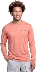 Reel Life Men's Jax Long Sleeve Shirt | UPF 50+ Sun Protection | Lightweight, Quick Dry, Breathable Top| Coral, Small