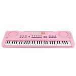 61 Keys Electronic Keyboard Digital Piano, Electric Piano Musical Instrument Kids Learning Keyboard with Microphone Built- In Speaker (Pink)