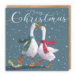 Hunts England Stunning Festive Geese Luxury Artistic Christmas Card For Him Or Her - Merry Christmas - Milo's Gallery Collection - Premium Christmas Card For Men, Women, For Friends, etc.