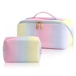 Makeup Organiser Make Up Bag: 2PCS Gradient Travel Makeup Bag - Large Cosmetic Bags for Women Ladies Girls - Makeup Bags with Compartments (Gradient Color-2)