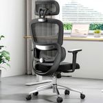 Soohow Ergonomic Home Office Chair, Mesh Desk Chair with Lumbar Support, Comfy Computer Desk Chair with Flip Armrest Rolling Wheels (with Headrest, Black) (Black)