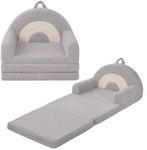 Blissful Diary Foldable Kids Couch, 2-in-1 Kids Sofa Chair, Gray Rainbow