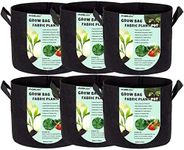 ANGELIOX 6 Pack 10 Gallon Plant Grow Bags Aeration Nonwoven Fabric Pots Thickened Container with Sturdy Reinforced Handles for Indoor Outdoor Garden Plants Flower Vegetable (6Pcs-10 Gallon
