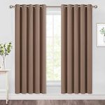 NICETOWN Window Draperies Blackout Curtain Panels, Window Treatment Thermal Insulated Solid Grommet Blackout Drapes for Bedroom (One Pair, 70 by 72 inches, Cappuccino)