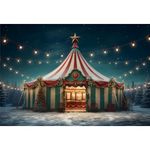 Renaiss 15x10ft Carnival Circus Big Top Tent Backdrop Winter Night Snow Forest Trees Photography Background Christmas Carnival Party Decor Kids Photo Studio Props Vinyl