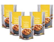 Gourmia Roasted Almonds Lightly Salted 1 Kg (200g x 5) | Large Size | Lightly Salted Flavoured Roasted Almond | Crunchy Badam Snack | Nutritious | Low Added Salt | Healthy Snacking | Pack of 5