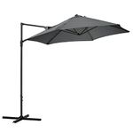 Outsunny 8.5FT Offset Patio Umbrella with 360° Rotation, Outdoor Cantilever Roma Parasol Hanging Sun Shade Canopy Shelter with Cross Base, Dark Grey