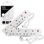 K-MART Heavy Duty Extension Lead UK Pin Plug and Cable, 4 Gang Way 2m Power Adapter, Multi Socket Mains Strip