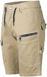 BIG BEE Utility Work Cargo Shorts Stretch Cotton Short Pants Belt Loops Elastic Waist Khaki