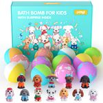 Bath Bombs for Kids, 12 Pack Organic Bath Bombs with Surprise Puppy Dog Toys Inside, Handmade Kids Bath Bombs for Girls Boys, XXL Fizzy Bath Bombs Gift Set