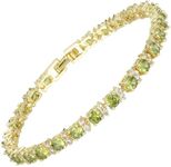 RIZILIA Eternity Tennis Bracelet & Round Cut Peridot Color Cubic Zirconia in 14K Yellow Gold Plated, 7 inch