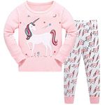 TEDD Girls Christmas Pyjamas Set Toddler Clothes 100% Cotton Sleepwear Animal Printed Pink Unicorn Nightwear Winter Long Sleeve, 02 Unicorn, 7-8 Years