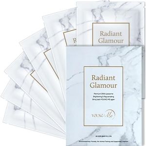 YoungMe Radiant Glamour Facial Mask | PDRN, CICA Rejuvenating Amploule infused in 6 Facial Sheet Masks | Korean Beauty Skincare - Hypoallergenic, Instant Brightening & Calming for Sensitive, Dry to All Skin Types