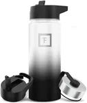 IRON °FLASK Camping & Hiking Hydration Flask with 3 Lids - Stainless Steel, Double Walled & Vacuum Insulated Water Bottle - Leak Proof & BPA Free (Day & Night, Straw - 18 oz)