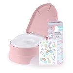 Summer Infant My Fun Potty Rewards (Pink) - 3-Stage Potty Training Toilet – Includes Colorful Stickers and Training Chart, Removable Training Seat, Non-Slip Rubber Feet, and Ability to Convert into Stepstool