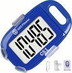 OZO Fitness CS1 Easy Pedometer for Walking - Step Counter with Large Display, Clip on and Lanyard (Blue)
