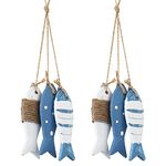 Wooden Decoration fish,RoadLoo Wooden Fish Maritime Wall Decoration Mediterranean Style Wooden Decor Fish Bones for Wall Decor Door Hanging Ornament Beach Theme Garden Office Home Decoration (2)