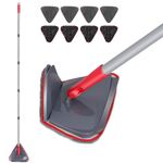 MASTERTOP Wall Mop with 210cm Long Handle, Folding Ceiling Mop Cleaner Tool with 8 Replacement Mop Pads, Triangle Cleaning Mop for Painted Walls, Ceiling, Window, Roof, Floor, Skirting Board