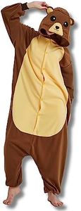 IBAX® Polar Fleece Adult Animal Onesie Pajama. Adult onesie costume. Animal onesies for adults. Halloween onesie adult., Brown Bear, X-Large