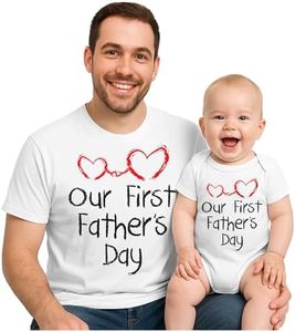 Tstars Our First Father's Day Dad and Baby Matching Outfits | New Dads Gift with Dad Shirt and Infant Bodysuit Dad White XX-Large/Baby White 24M (18-24M)