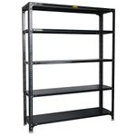 Mil-Nil Prime CRC Sheet 5 Shelf Multipurpose Slotted Angle Rack, 60 x 47 x 12 Inch, 24 Gauge (Grey) 16 Gauge Angles