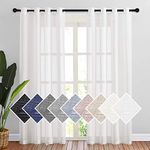 NICETOWN Linen White Sheer Curtains 84 inches Long for Living Room - Window Curtains 2 Panels Room Decoration Long Drapes Light and Air Filtering Covering Rideaux for Bedroom(52 Wide, White, 2 Pieces)