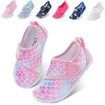 JOINFREE Girls Quick Dry Barefoot Shoes Non-Slip Water Shoes for Girl Lightweight Aqua Socks for Swimming Pool Beach Diving Pink Scale 13 Little Kid