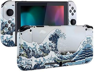 eXtremeRate Soft Touch Grip Back Plate for Nintendo Switch Console, NS Joycon Handheld Controller Housing with Full Set Buttons, DIY Replacement Shell for Nintendo Switch - The Great Wave