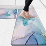 GulongYa Kitchen Mats for Floor 2 Piece Anti Fatigue Mats Kitchen Floor Mat Purple Marble Kitchen Mat Waterproof Non Slip Kitchen Rugs Comfort Memory Foam Mat for Kitchen Floor,in Front of Sink