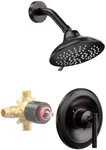 Bathroom Shower Faucet Set Bronze: WOWOW Shower Combo Set with 6-Inch Rain Shower Head, Single Handle Shower Trim Kit Modern Shower System High Pressure (Valve Include）