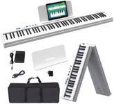 OYAYO Folding Piano Keyboard 88 Key, Portable Piano Keyboard with Standard Semi Weighted Key, Foldable Piano Support Bluetooth/MIDI with Pedal, Speakers, Ideal for Beginner and Adult
