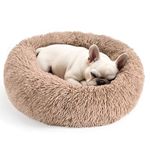 Dog & Cat Bed, 20in Cat Beds for Indoor Cats, Calming Donut Bed for Puppy and Kitten, Washable Round Fluffy Pet Bed for Small Medium Dogs and Cats (Camel)